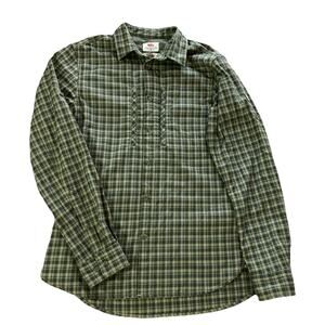 Fjallraven Lappland Flannel Shirt Mens Sz M Green Plaid 90830 Long Sleeve Vented